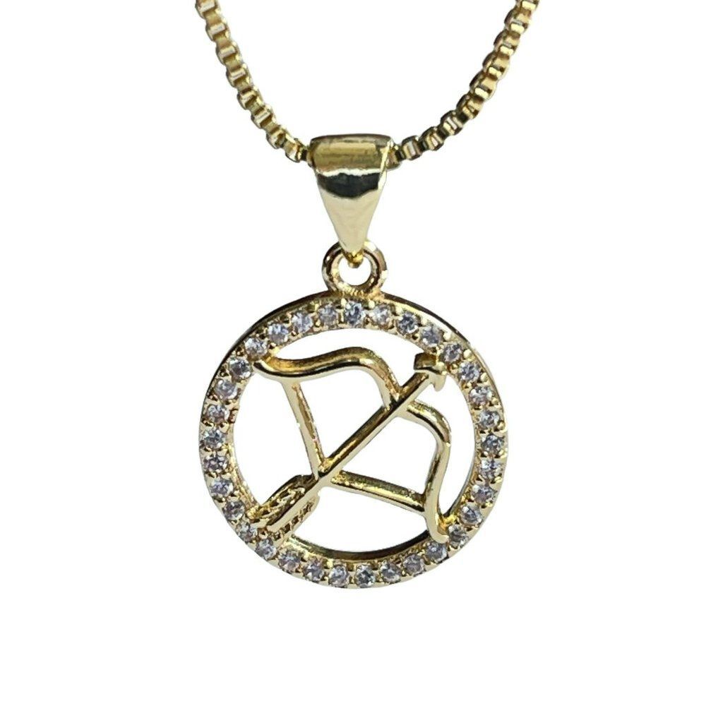 Gold Plated SAGITARIO Sing‎ Zodiac Horoscope Pendant Necklace NWOT - Picture 5 of 6